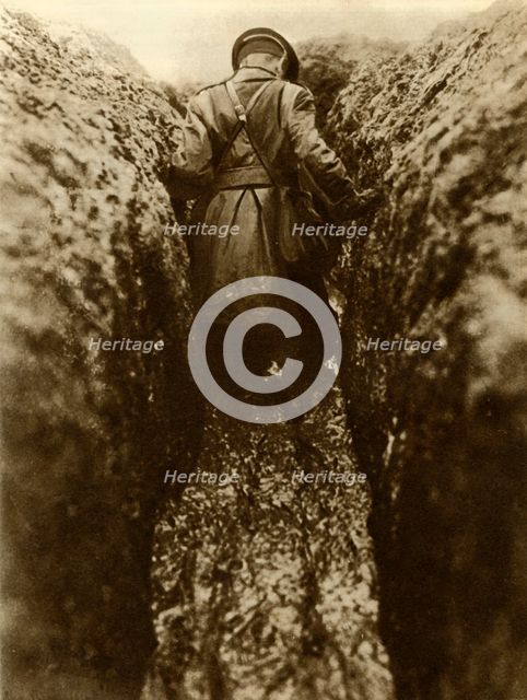 An officer in the trenches, France, First World War, 1916, (1935). Creator: Unknown.