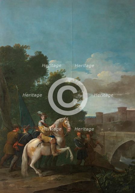 An Officer on horseback and four foot Soldiers, 1776. Creator: Antonio González Velázquez the Elder.