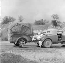 An oil worker builds himself a trailer and takes to the road, California, 1936. Creator: Dorothea Lange