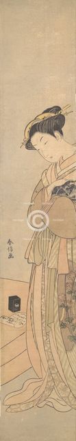 An Oiran Holding a Black Dog, ca. 1769., ca. 1769. Creator: Suzuki Harunobu.