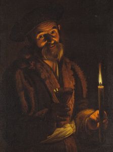 An Old Man with a Candle and a Glass, c17th century. Creator: Adam de Coster