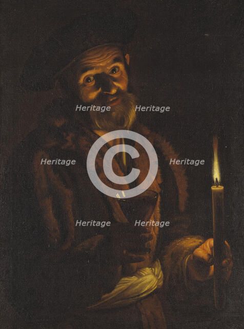 An Old Man with a Candle and a Glass, c17th century. Creator: Adam de Coster.