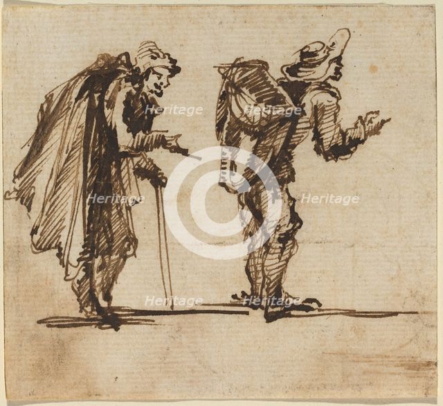 An Old Man with a Cape and a Rustic with a Backpack, 1750s. Creator: Giovanni Battista Piranesi.
