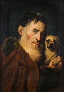 An Old Man with a Dog, 1740s. Creator: Giacomo Ceruti