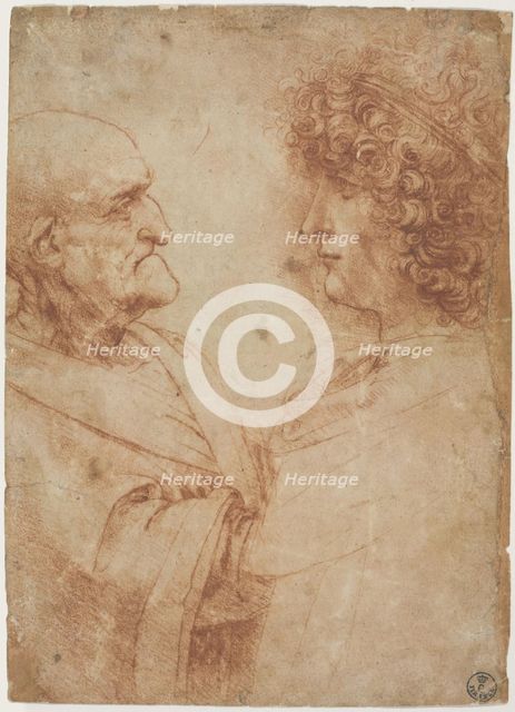 An old man and a youth facing one another, c. 1500.