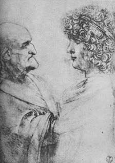 An Old Man and a Youth Facing One Another c1480 (1945). Artist: Leonardo da Vinci