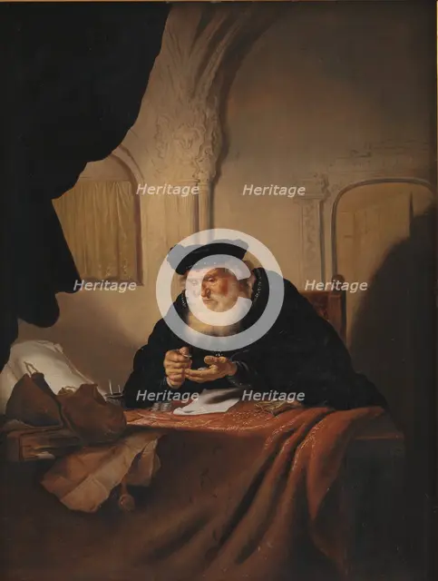 An Old Man Counting his Money;An Old Miser Counting his Money, 1635. Creators: Salomon Koninck, Adriaen Verdoel.