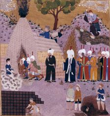 An old man faithful to Imam Ali jumps over fire, 16th century