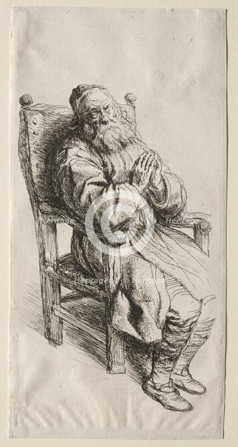 An Old Man in a Chari, Praying. Creator: Salomon Koninck (Dutch, 1609-1656).