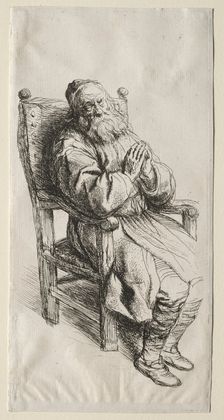 An Old Man in a Chari, Praying. Creator: Salomon Koninck (Dutch, 1609-1656)