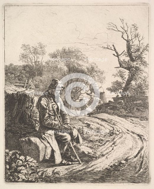 An Old Man Sitting on the Roadside, 1818. Creator: Johann Christian Erhard.
