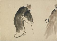 An old mouse (?) dressed in a black robe, late 18th-early 19th century. Creator: Hokusai