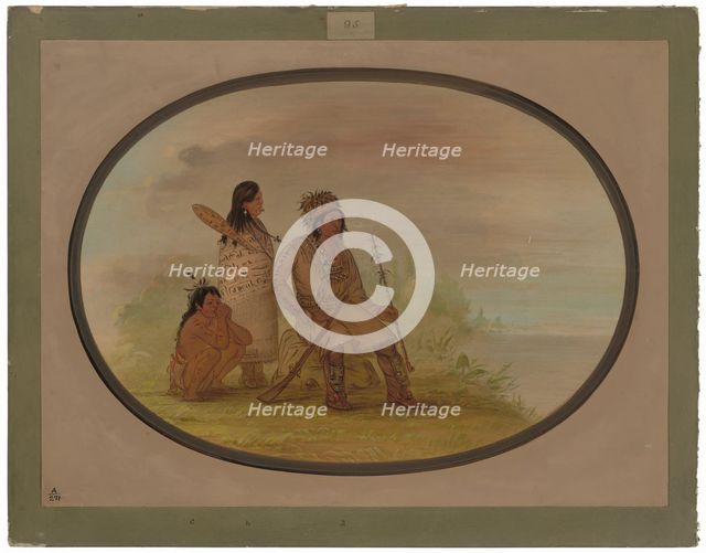 An Old Nayas Indian, His Granddaughter, and a Boy, 1855/1869. Creator: George Catlin.