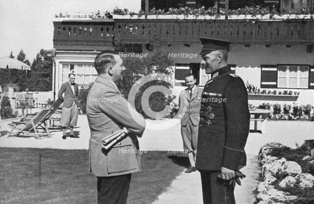 An old army comrade visits Adolf Hitler at Obersalzberg, Bavaria, Germany, 1936. Artist: Unknown