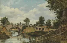 An Old Bridge at Hendon, Middlesex, ca. 1828. Creator: Frederick W Watts