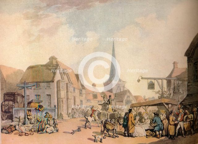 'An old English Village Scene', c18th century. (1941). Artist: Thomas Rowlandson.