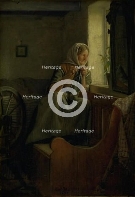 An old farmer's wife looking out of a window, 1874. Creator: Carl Bloch.