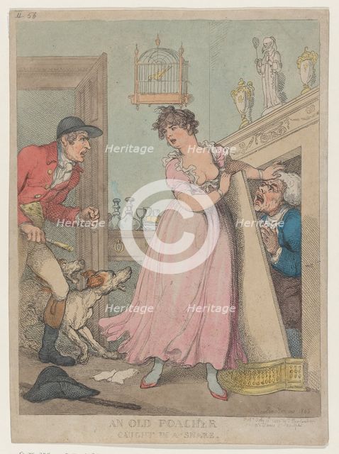 An Old Poacher Caught in a Snare, July 18, 1805., July 18, 1805. Creator: Thomas Rowlandson.