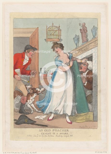 An Old Poacher Caught in a Snare, June 19, 1823., June 19, 1823. Creator: Thomas Rowlandson.