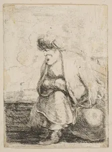 An Old Turk Seated on a Stone, ca. 1662. Creator: Stefano della Bella