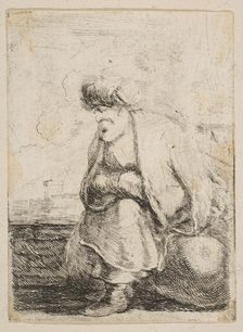 An Old Turk Seated on a Stone, ca. 1662. Creator: Stefano della Bella