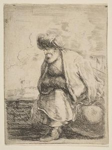 An Old Turk Seated on a Stone, ca. 1662. Creator: Stefano della Bella
