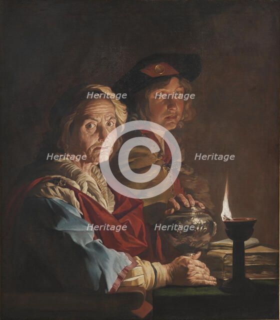 An Old Woman and a Youth by Lamplight, 1615-1650. Creator: Matthias Stomer.
