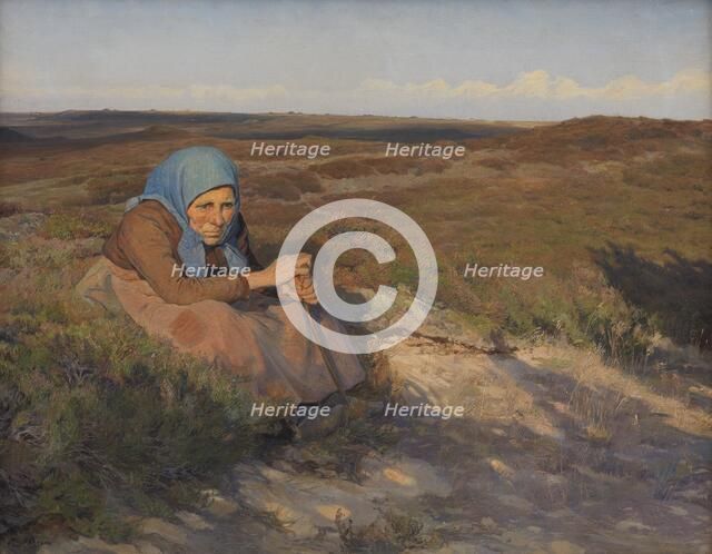 An old woman "Bette Dorte" on the heath, 1904. Creator: Knud Larsen.