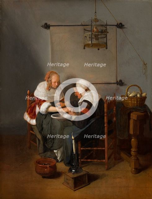 An Old Woman Bleeding a Young Woman, known as 'The Bloodletting', 1660. Creator: Gerritsz Quiringh van Brekelenkam.