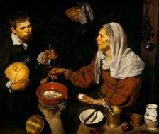 An Old Woman Cooking Eggs, 1618. Creator: Velàzquez, Diego (1599-1660)