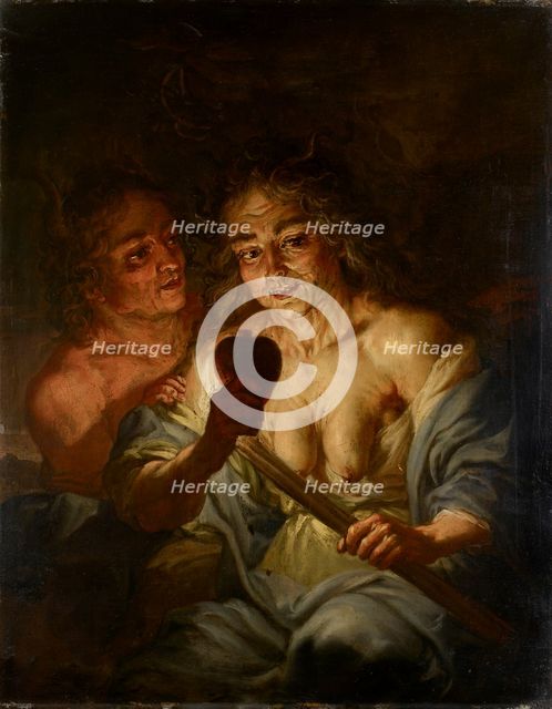 An old Woman holding a Heart: 'Envy', c1642. Artist: Jacques de l'Ange.