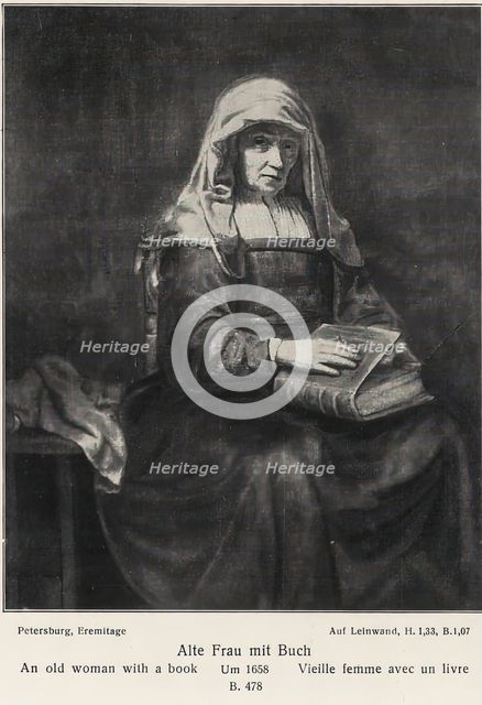 An Old Woman with a Book, 1658. Creator: Rembrandt Harmensz van Rijn.