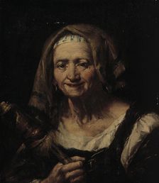 An old woman with a distaff, c1740s. Creator: Giuseppe Nogari