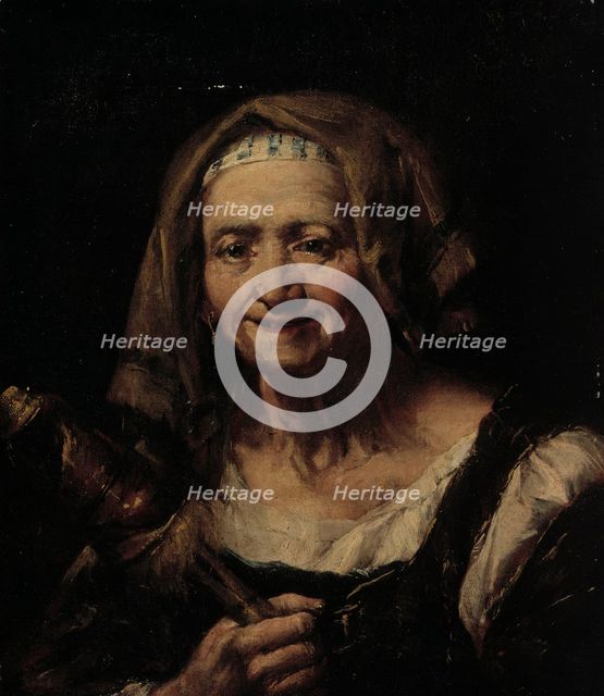 An old woman with a distaff, c1740s. Creator: Giuseppe Nogari.