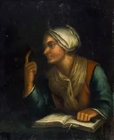 An old woman with an open book, 1800-1899. Creator: Unknown