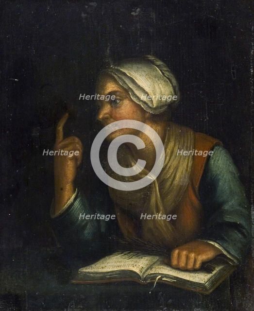 An old woman with an open book, 1800-1899. Creator: Unknown.