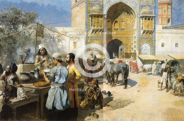 'An Open-Air Restaurant, Lahore', c1889.  Artist: Edwin Lord Weeks
