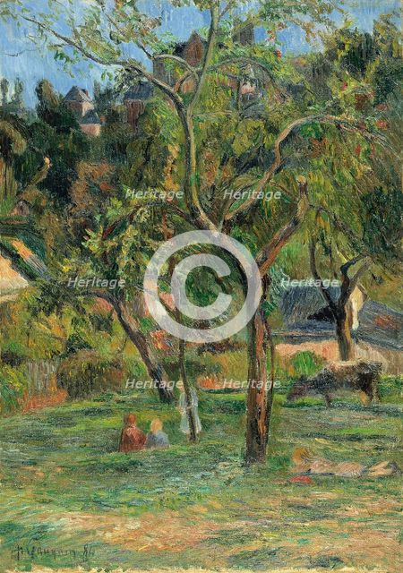 An Orchard under the Church of Bihorel, 1884. Artist: Gauguin, Paul Eugéne Henri (1848-1903)