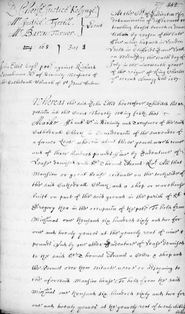 An order of the London Fire Court, 1667. Creator: Unknown.