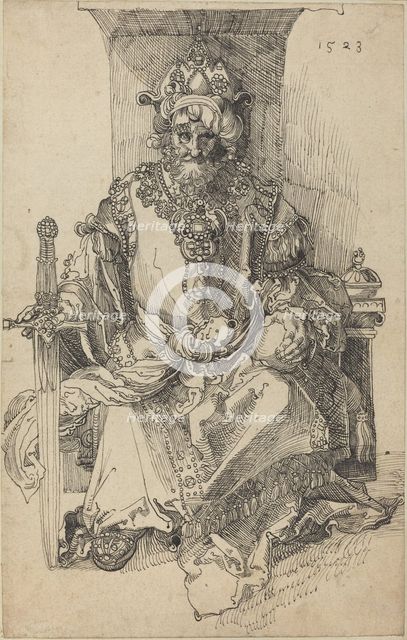 An Oriental Ruler Seated on His Throne, 1523. Creator: Albrecht Durer.