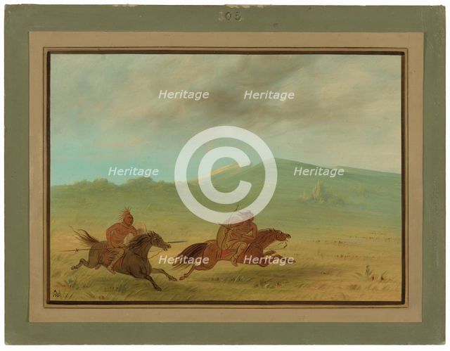 An Osage Indian Pursuing a Camanchee, 1861/1869. Creator: George Catlin.