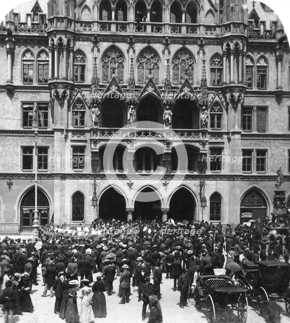 An outdoor concert at the Town Hall, Munich, Germany, c1900s.Artist: Wurthle & Sons