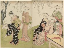 An Outing in Spring, from the series A Brocade of Eastern Manners (Fuzoku azuma no..., c.1783/84. Creator: Torii Kiyonaga