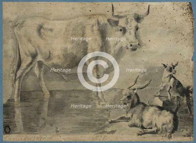 An ox and two goats, unknown date. Creator: Anon.