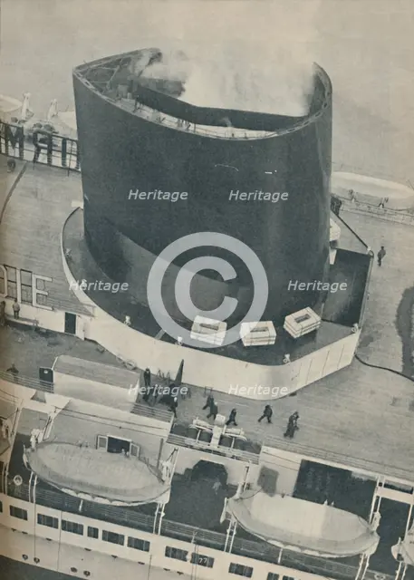 'An unusual angle of the Normandie's deck', 1936. Artist: Unknown.