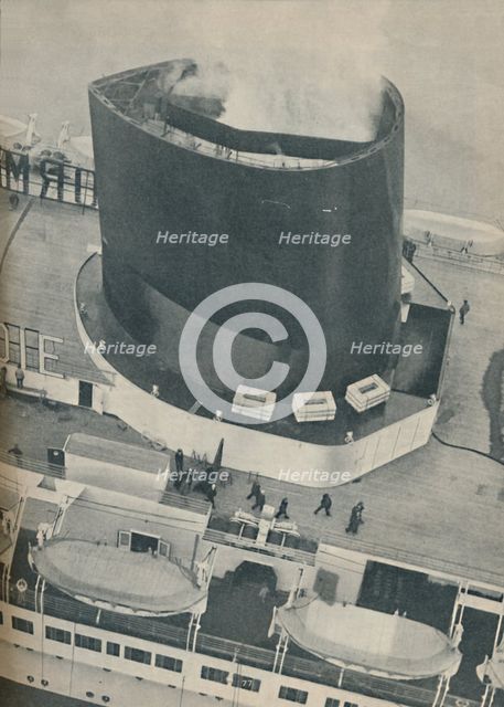 'An unusual angle of the Normandie's deck', 1936. Artist: Unknown.