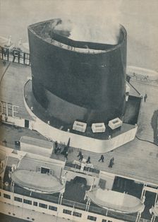 An unusual angle of the Normandie's deck 1936