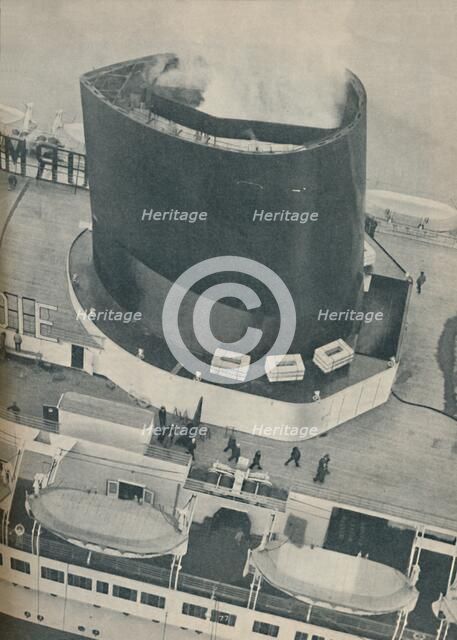 'An unusual angle of the Normandie's deck', 1936. Artist: Unknown.