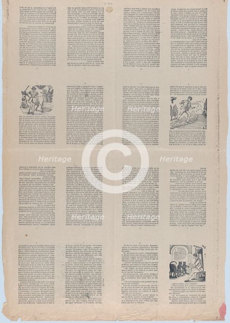 An uncut sheet printed on both sides with pages and illustrations..., ca. 1900-1910. Creator: José Guadalupe Posada.