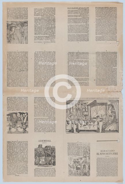 An uncut sheet printed on both sides with pages pages and illustrations..., ca. 1900-1910. Creator: José Guadalupe Posada.